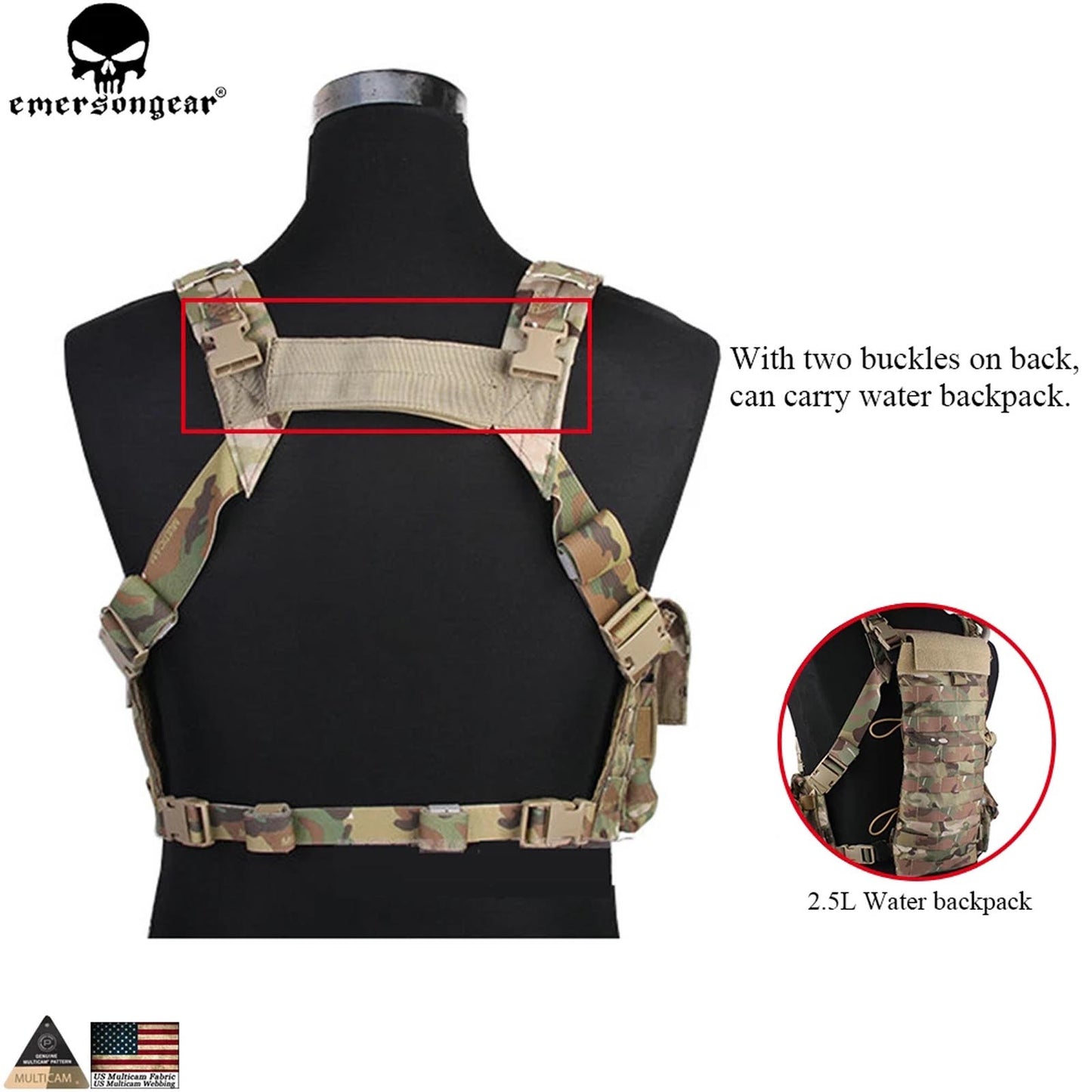 EMERSON LBT1961K Style7.62 Tactical Chest Rig Military Combat Vest EM2978