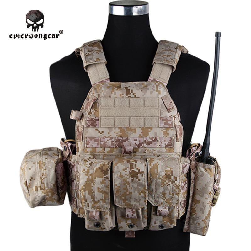 EMERSONGEAR LBT6094A Style Tactical Vest With 3 Pouch Airsoft Military Combat Vest EM7440