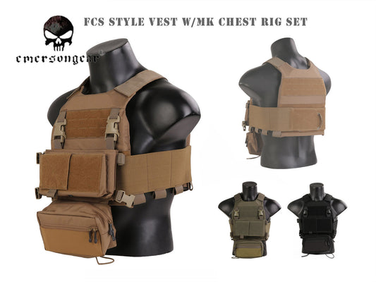 Emersongear Combat FCS Style VEST With MK Chest Rig SET Tactical Vest EM7407