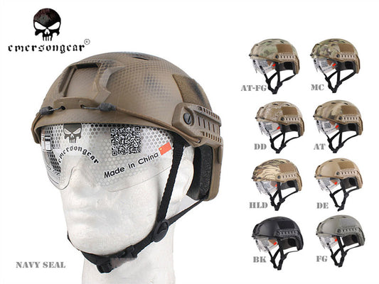 EMERSON FAST Helmet With Protective Goggle BJ ABS Tactical Military Airsoft Helmet EM8818