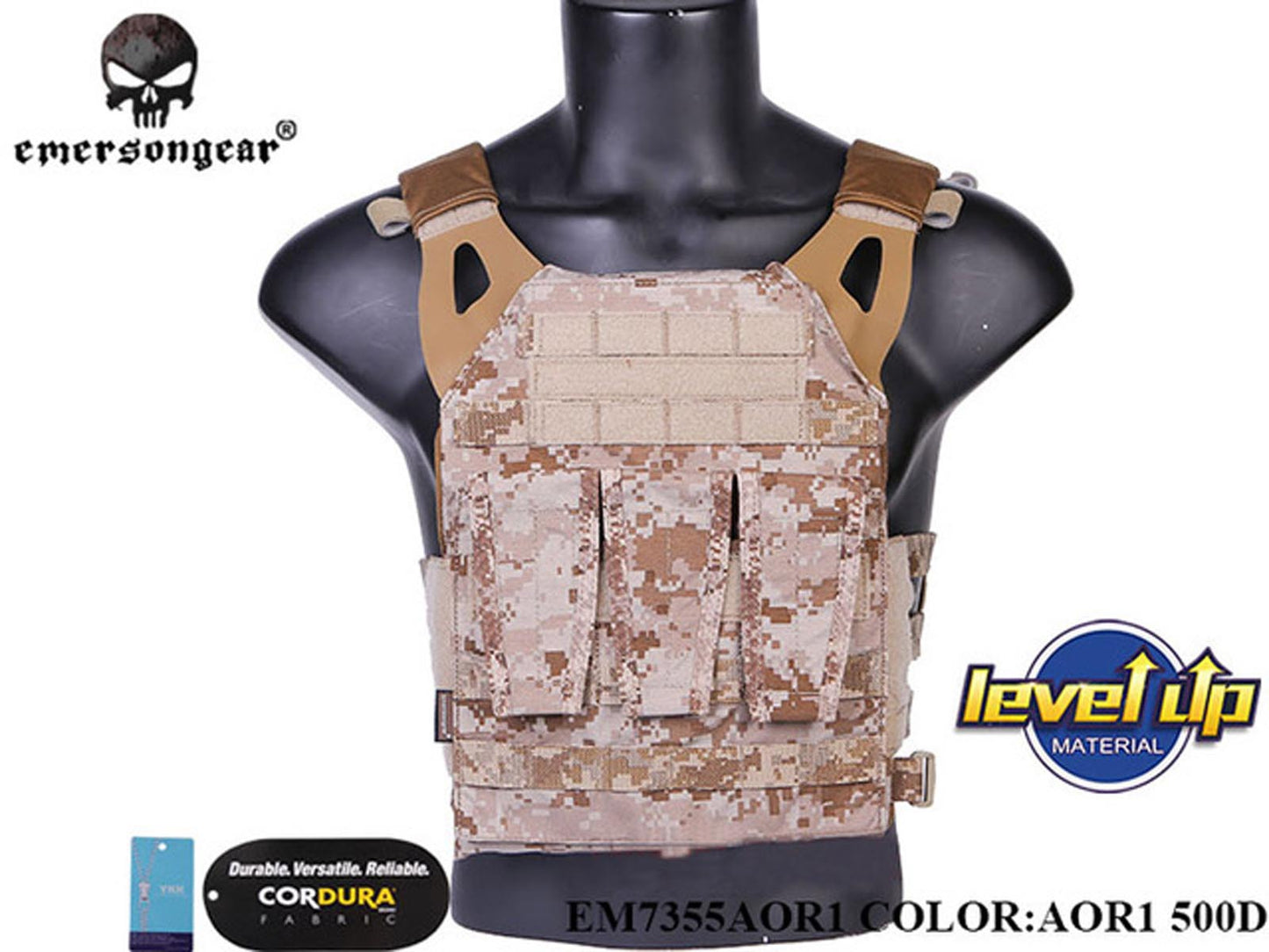 EMERSON JPC Vest N Jump Plate Carrier Tactical Vest Airsoft With 3 Pouches EM7355