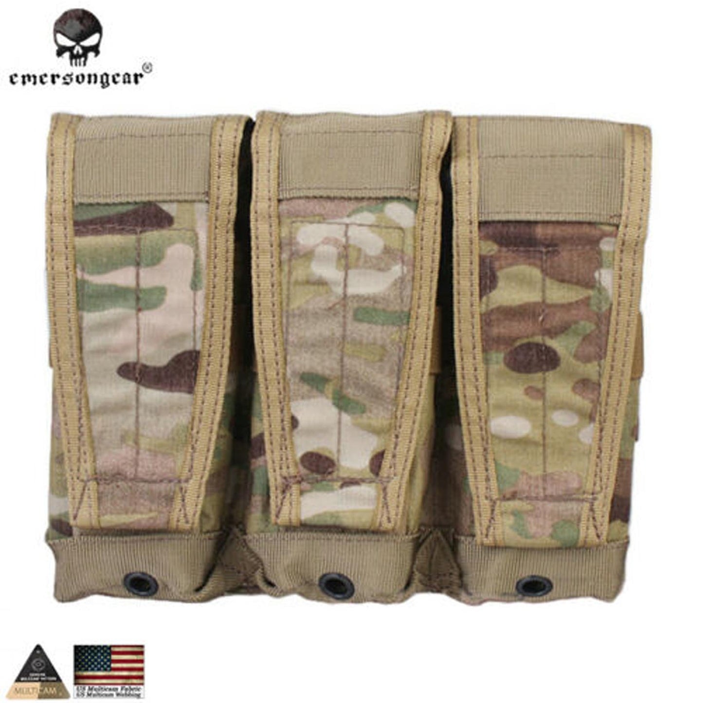 Emerson Molle Tactical Airsoft Flap Triple Magazine Pouch For AVS Vest Military Bag EM6365